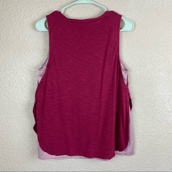 Anthro Deletta Fuchsia Overlay Striped V Neck S - Picture 6 of 12